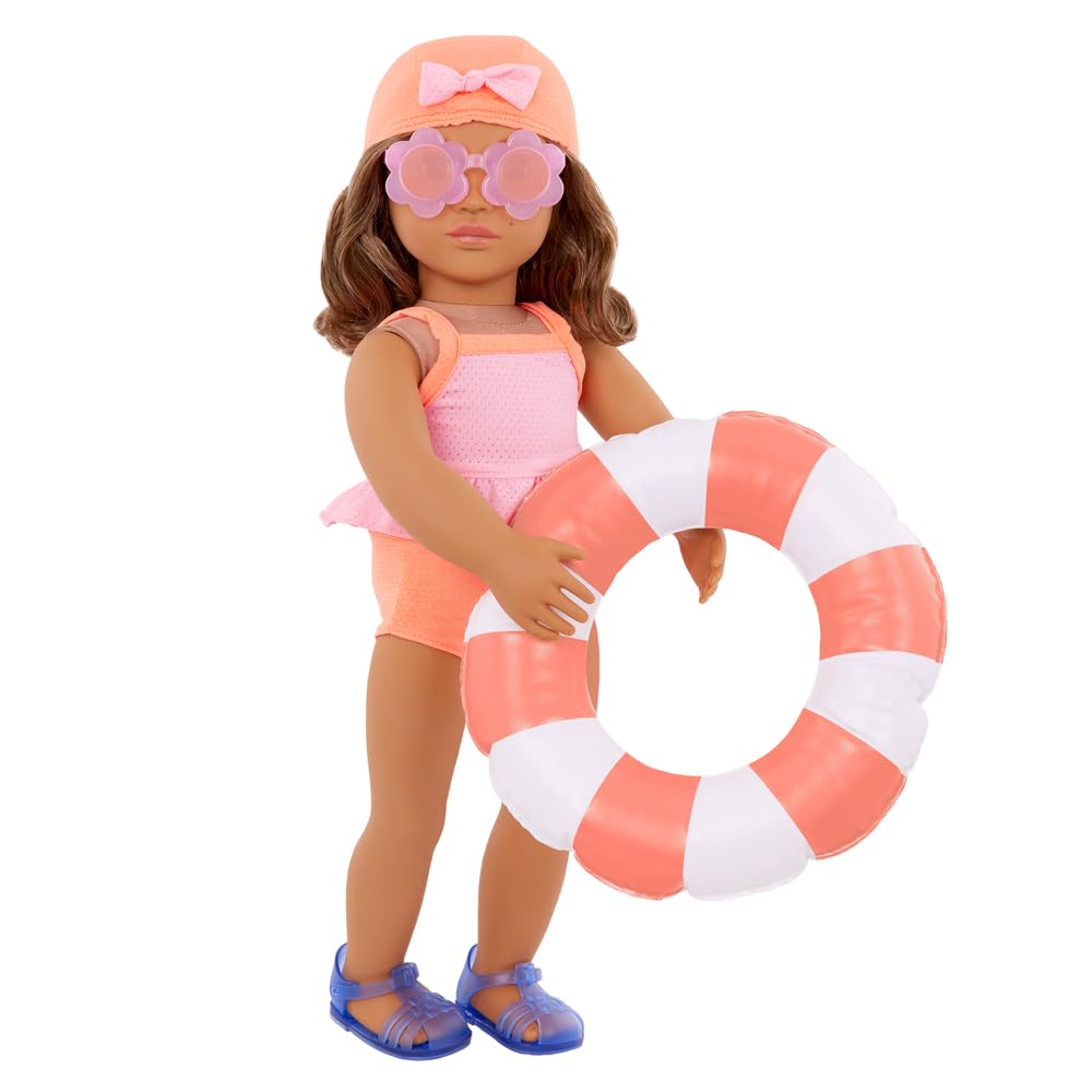 Our Generation – Vestiti per bambole da 46 cm – Con nuoto, occhiali da sole e sandali – Per bambini dai 3 anni in su, costume da bagno Floaty Fun