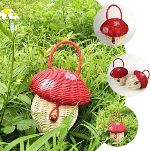 Panier en rotin champignon Operitacx pour rangement de jouets