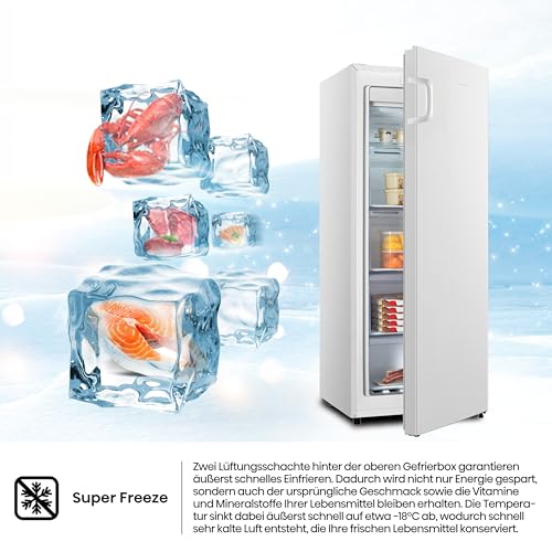 Hisense FV191N4AW2 Gefrierschrank/ TotalNoFrost/ SuperFreeze/ Türalarm/ Multiflow 360°/ BigBox/ 143,4 cm/ Gefrierteil 147 l/ 41 dB/ 205 kWh/Weiß