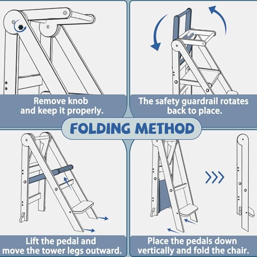 image for Doerpuz Foldable Toddler Kitchen Stool Helper, Toddler Standing Tower 