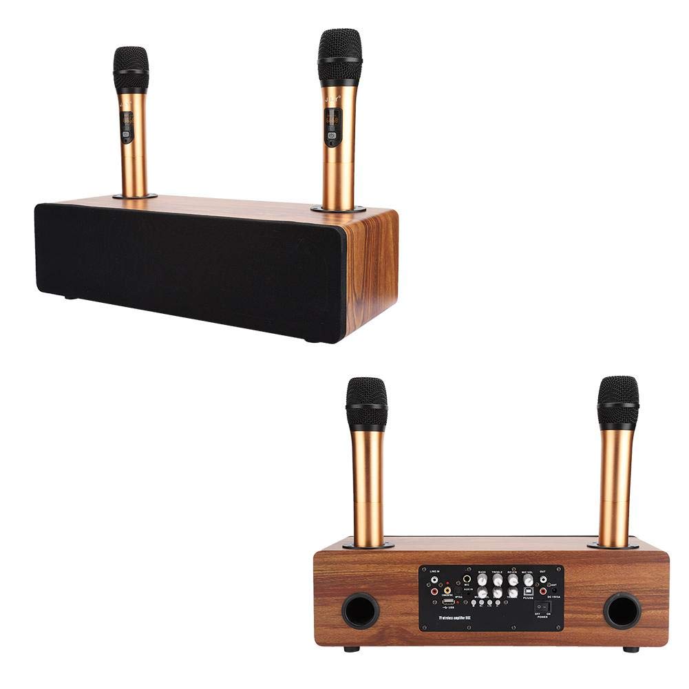 Jopwkuin Home KTV Set, Karaoke Machine Mobile Phone Karaoke with 2 Wireless Microphone for DVD VCD, 
