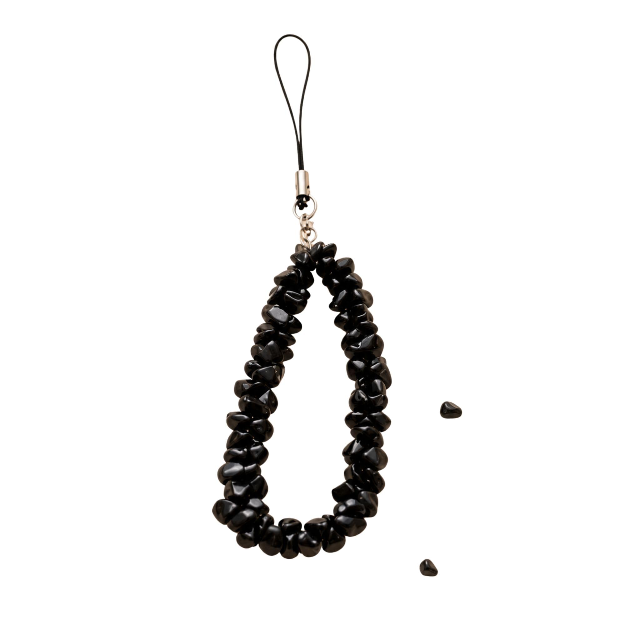 Black Obsidian Crystal Phone Charm Handmade Gemstone Beads | Natural Stone Beads, Multi-Purpose Use, Durable Attachment Loop, Lightweight Design, Genuine Obsidian-image-28