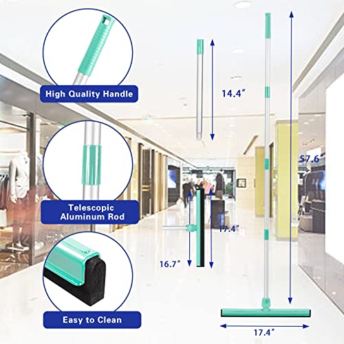 18" Floor Squeegee With 56" Stainless Steel Handle Heavy Duty Magic Broom For Floor,Garage Courtyard Shower Bathroom Floor Marble Glass Tile Water Foam Cleaning #TOP1
