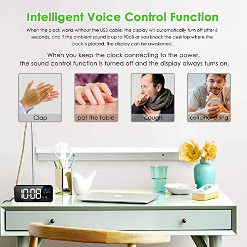 Reloj digital para dormitorio con temperatura y alarmas 5