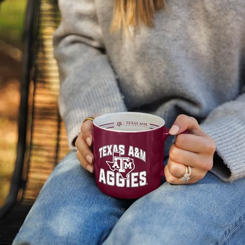 Image of Logo Brands NCAA Texas A&M Aggies 15 oz Stripe Coffee Mug - Vintage Team Logo, Inside Print & Stripes, Microwave & Dishwasher Safe- Great Gift For Fans & Alumni