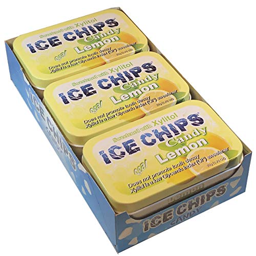 ICE CHIPS Xylitol Candy Tins 10.56 oz total (Lemon, 6 Pack); Low Carb, Gluten Free - Includes BAND as shown