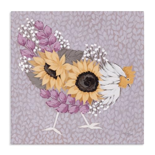 Stupell Industries Chicken Hen Sunflower, 24 x 24 Inch Canvas Wall Art