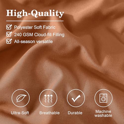 Image of Monbix Super King Plus Size Comforter Set - 7 Pieces Burnt Orange Bed in a Bag Super King Plus Bedding Sets with Comforters, All Seasons Comforter Bed Set with Sheets,Pillowcases & Shams