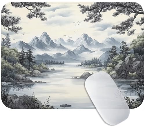 Alfombrilla Ratón Gris, Paisaje Alfombrilla Raton 30 x 25 cm, Base Goma Anti-Deslizante, Antivibraciones y Silenciosa, Bordes Reforzados, Ideal para Trabajo en Casa, Estudiante o Profesional M3-448