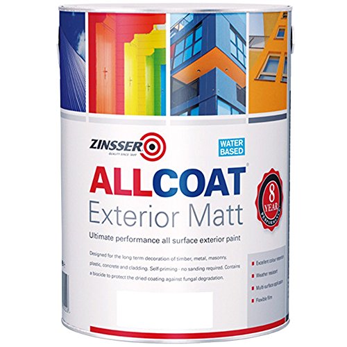 Zinsser Allcoat Exterior WB (Matt Finish) 2.5lt (Black or White) - White