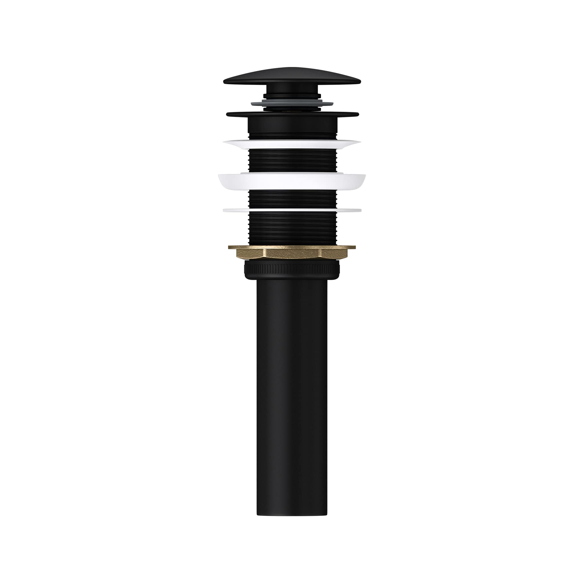 Mai & Mai juego de desagüe, tapón de fregadero, válvula de desagüe push-up negra sin rebosadero, diámetro: 6,6 cm, función de apertura de presión con los dedos