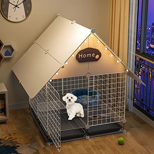 猫のプレイペン - 猫ケージ屋内猫の犬小屋、小動物用のペットプレイペン、メタルワイヤーハウス屋内耐久性のあるペットエンクロージャー、ウサギ、バニー、モルモット、チンチラ FANDIAO