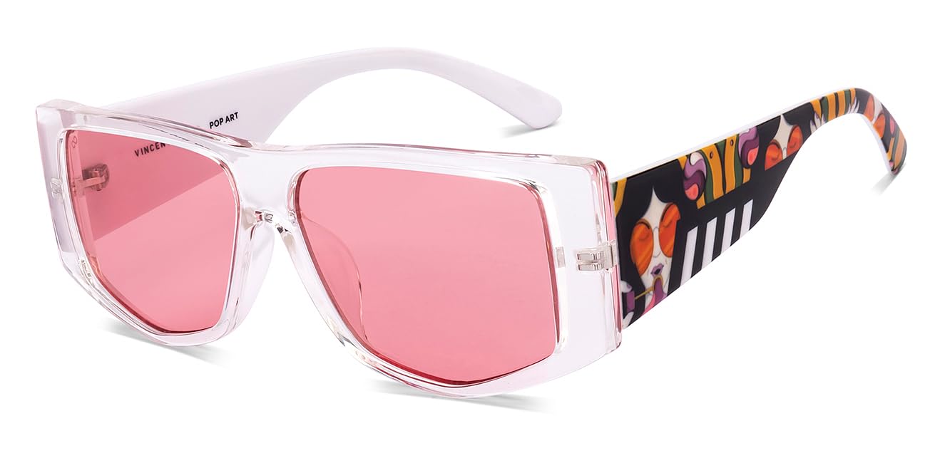 vincent chase eyewear Vincent Chase By Lenskart | Transparent - Pink Solid Full Rim Hexagonal | Branded and Stylish Sunglasses | 100% UV Protected | Men & Women | Large | VC S000172-picture-39