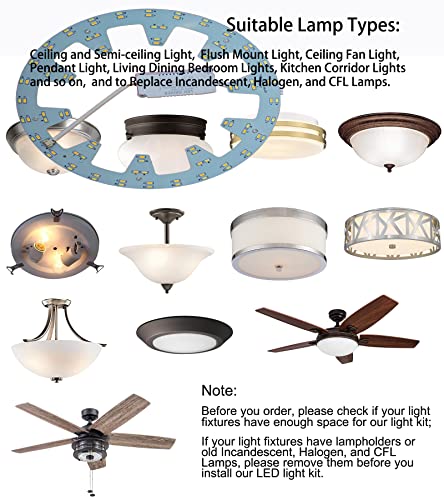 Olymstar 24W 3 Color Temperature Led Flush Mount Ceiling Fan Light Kit Replacement Led Light Board Panel,Retrofit Led Light Engine #TOP6