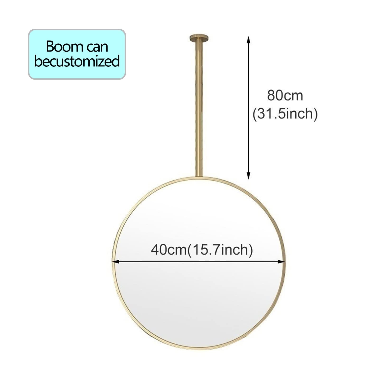 Specchio da Parete con Cornice, Specchio con Asta sospesa a Cerchio Nordico per Bagno Specchio per Trucco cosmetico Montato a soffitto con Cornice in Metallo Nero Specch