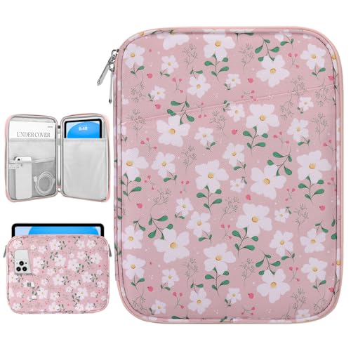 Image of Dadanism 9-11 inch Tablet Sleeve Bag Carrying Case for iPad (A16) 11th Gen 11 inch, iPad 10th Gen 10.9 inch Air 5 /4, iPad Air M4 /Pro 11 inch, iPad 9 /8 /7th, Galaxy Tab A11+ Plus 11 inch, Remarkable 2 10.3 inch, Pink Flowers
