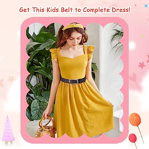 WERFORU 2 Pack Kids Girl Faux Leather Waist Belt for Boys with Gold Alloy Pin Buckle Design Kids Belts for Jeans Dress4