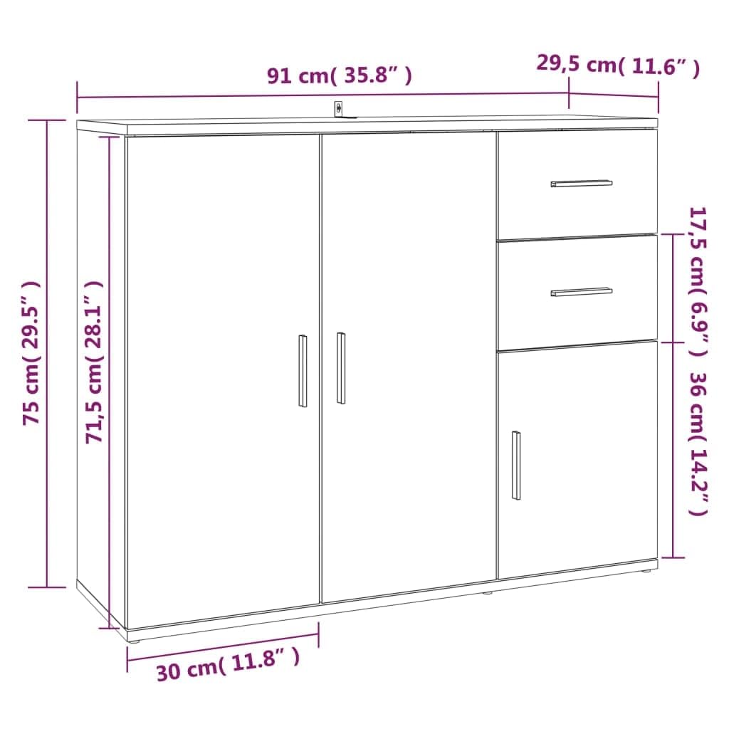 vidaXL Aparador Roble Sonoma 91x29,5x75 cm Madera de ingeniería