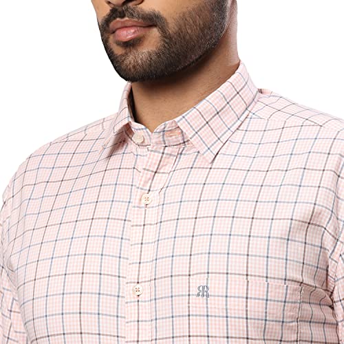 Image of Raymond Men's Pure Cotton Checks Pattern Slim Fit Regular Collar Full Sleeve Casual Shirt