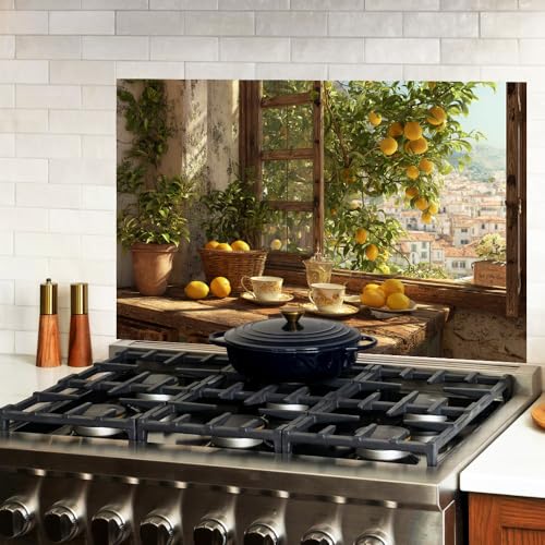 Image of Lemon Tree Village Window Backsplash Peel and Stick, 35.4x23.6 in