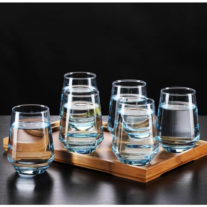 Italian Premium Blue Whisky Tumbler 390ML Crystal Clear Whiskey Glasses Set of 6 Sturdy Scotch Whiskey Glasses Imported Tumbler for Bourbon, Juice, Cocktail