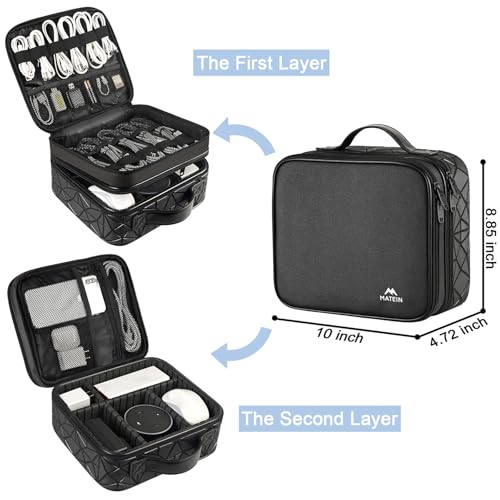matein cable organizer bag waterproof travel electronic storage shockproof portable double layer tech bags carrying case for cord earbuds charger sd card dj gifts black