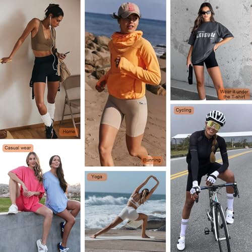 MOREFEEL 3 Pack Biker Shorts Women with Pockets – 5" Tummy Control High Waisted Workout Gym Yoga Athletic Shorts2