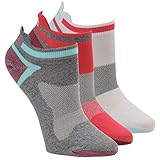 ASICS Womens Quick Lyte Single Tab (3 Pairs), Azalea/Grey Heather, Large