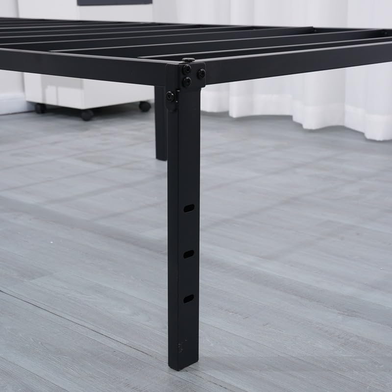 Metal Bed Frame, Black, Twin Size, Platform Style, 79.5x37.5 Inches, Steel Construction (high 16inch)