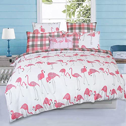 NIMSAY HOME Flamenco Reversible 100% Algodón Funda Nórdica 260 x 240 cm y Fundas Almohada 63 x 63 cm Cover