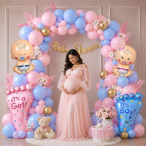 Image of Party Propz Baby Shower Decorations Kit - 34 Pcs Baby Shower Balloons with Banner, Mom To Be Decoration Items Set, Foil Balloons, Maternity Props for Photoshoot (Cardstock, Latex)