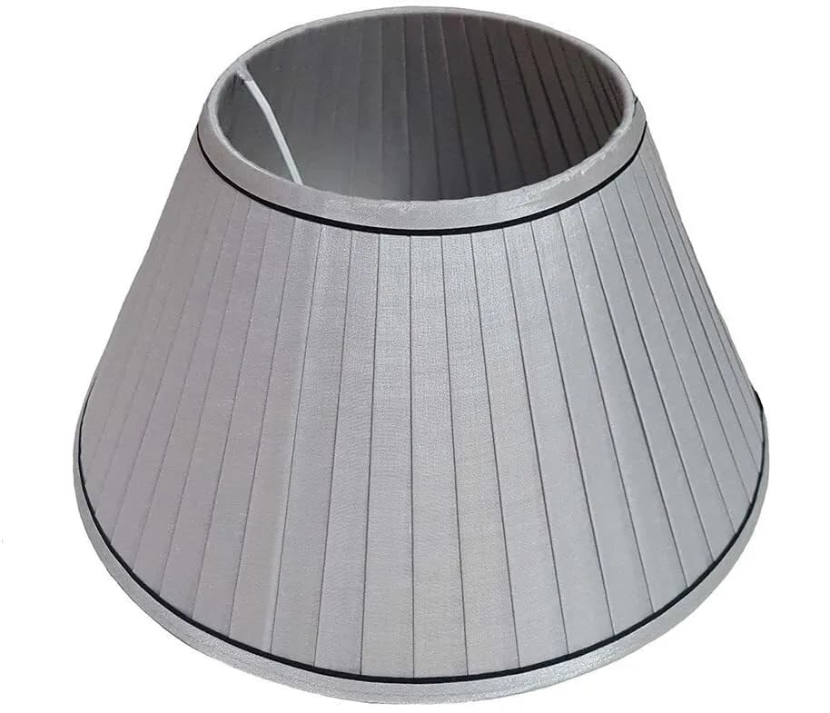 10" 12" 14" Pleated Style Fabric Table Lamp & Ceiling Coolie Light Shade (10 Inch, Grey (Black Ring))