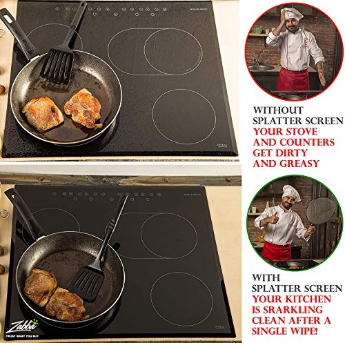 Grease Splatter Screen for Frying Pan 9.5" - Stops 99% of Hot Oil Splash - Protects Skin from Burns - Splatter Guard for Cooking - Iron Skillet Lid Keeps Kitchen Clean - Stainless Steel - Thumbnail 3