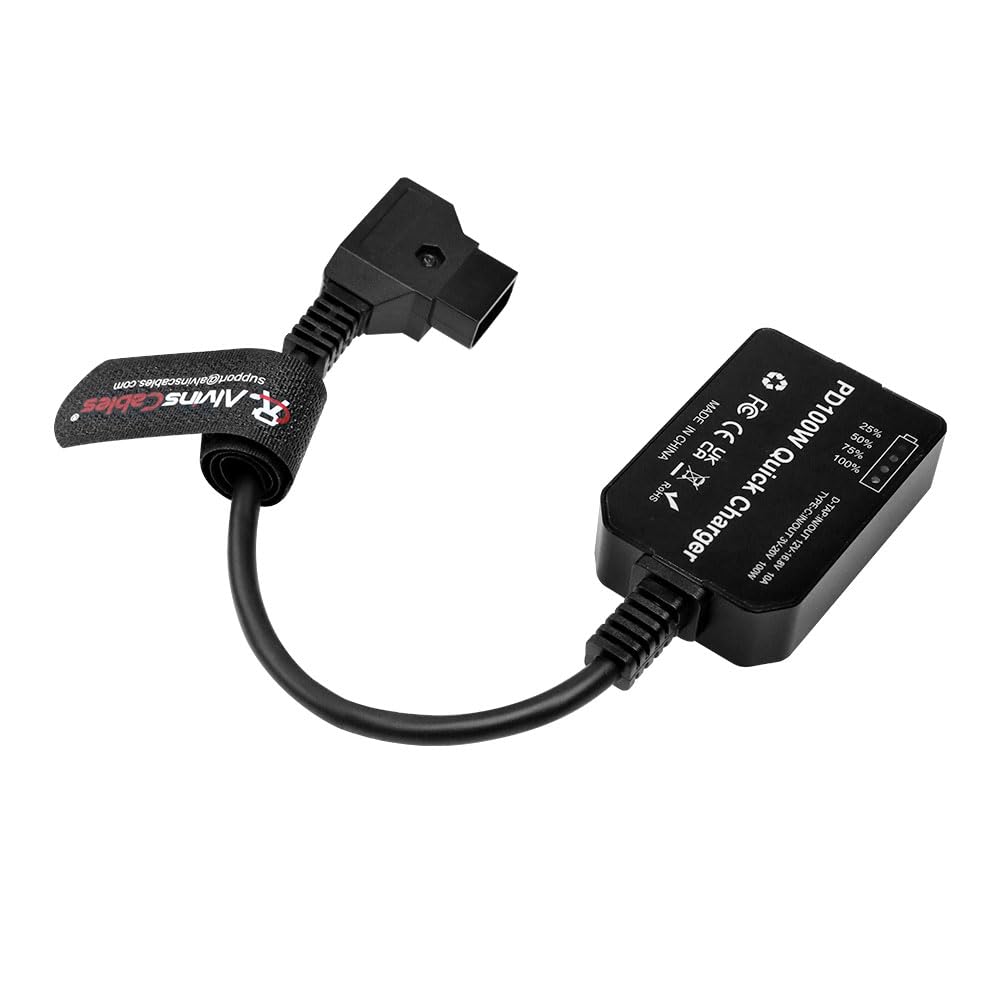 Alvin’s Cables Dtap to Type-c PD Bidirectional Quick Charger Cable, USB-C PD 100W Fast Charging Power Adapter for V-Mount Gold-Mount Battery, for