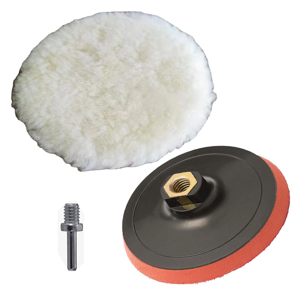 mld 5"" car polishing disc buffing waxing polishing pad for car polisher drill adapter m10 with soft fur wool pad bfcp-102 (5inch,m10 plastic) pack of -1