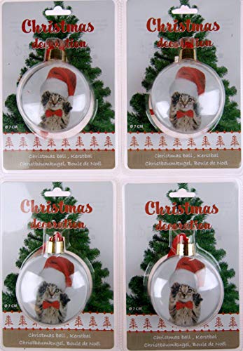 ITP Juego de 4u00a0bolas de árbol de Navidad de fotosu00a0u0096u00a0personalizar con niños, mascotas, amigos