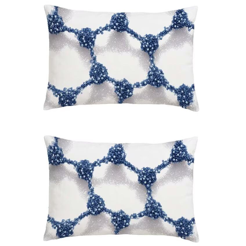 Housse de coussin 50x70 cm imperméable en lin blanc imprimé double face rectangulaire pour patio