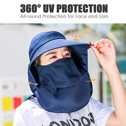 Driono Wide Brim Sun Hat – Multifunctional Upf 50 Protection Bucket Fishing Hat Cap (Navy) #TOP1