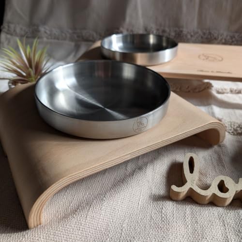 Edelstahl-Futternapf (304) XXL – Extra Flach Modernes Design & schnurrhaarfreundlich - Extrabreit 18cm und Spülmaschinenfest