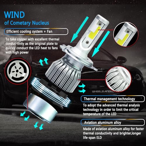 Image of H4 /9003 /HB2 LED Headlight Bulbs Universal C6 LED Car H4 All in One White Light Bulb 3800LM 36W LED Car Headlight Conversion Kit (Pack of 2) for Headlight (C6)