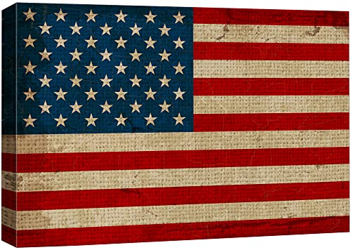 wall26 Canvas Print Wall Art Vintage Retro Faded American Flag