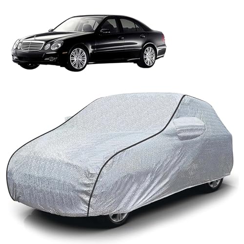Image of Sulfar 100% Waterproof Car Body Cover Compatible with Mirror for Mercedes Benz E240 (Triple Stitched, Full Bottom Elastic, Magic Silver with Black Piping)