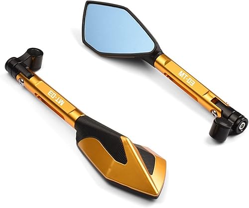 Miniatura 3 de Espejos de motocicleta CNC de aluminio para manillar de motocicleta, espejos retrovisores azules antirreflejos para Yamaha MT03 MT-03 Mt03 2005-2020