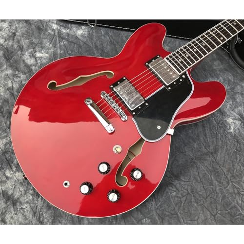 Guitare électrique jazz en acajou et palissandre rouge personnalisée