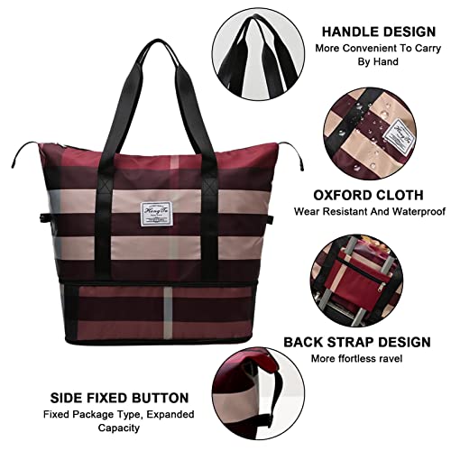 Bolsas de fim de semana – Bolsa de viagem dobrável impermeável de grande capacidade, bolsa esportiva