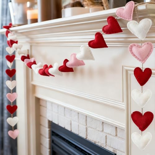 Whaline 11.5 Ft Felt Banner Pink Red White Heart...