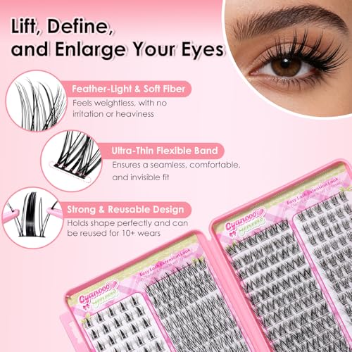 Lash Clusters C Curl 4 Mixed Styles 10-16mm 368pcs Wispy Natural Individual Cluster Eyelash Extensions Kit with Tweezers & Dual-Ended Bond Seal Glue DIY Lightweight Lashes for Beginners Daily Wear — view 5
