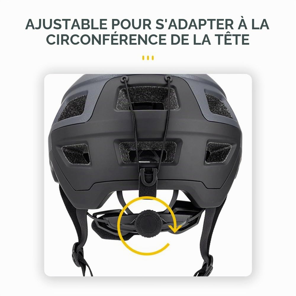 Kavolet Casque de vélo pour adulte - Casque de VTT pour homme et femme - Tour de tête de 55 à 61 cm - Cadran réglable - Visière amovible - 14 ouvertures d'aération