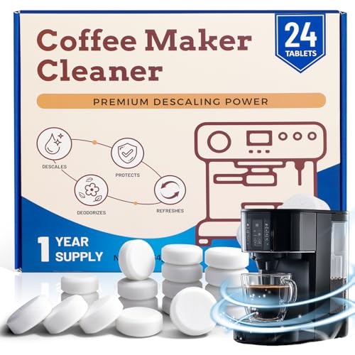 DERDUFT Coffee Machine Cleaner Descaler Tablets 24 Pack, Coffee Maker Cleane, for Espresso Machine Cleaning Tabs, Descaling Solution for Coffee Pot Maker