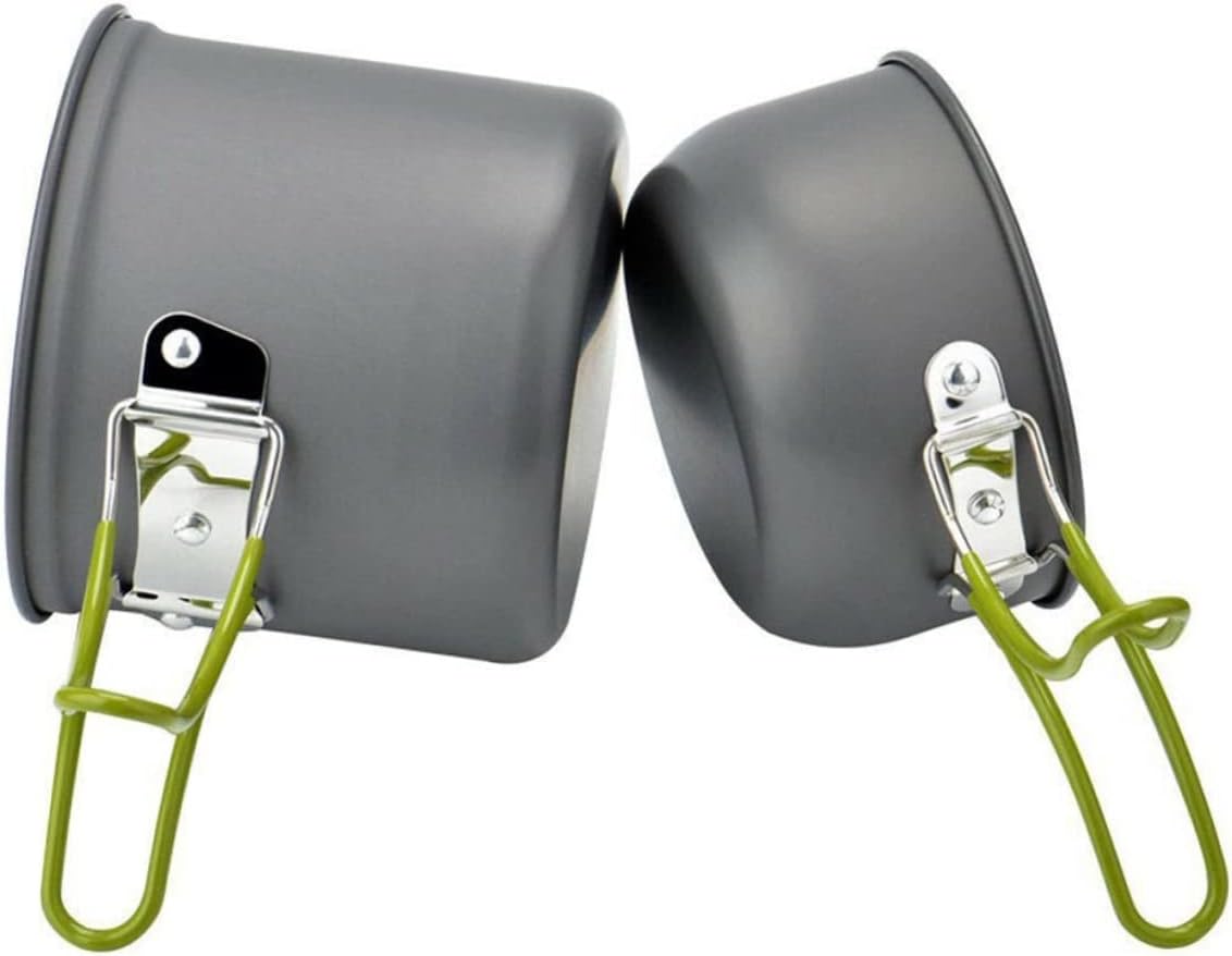 Mikikit 1 Set Portable Cookware Set Nonstick Camp Outdoor Non-stick Pan Portable Teapot Cooking Pot Wooden